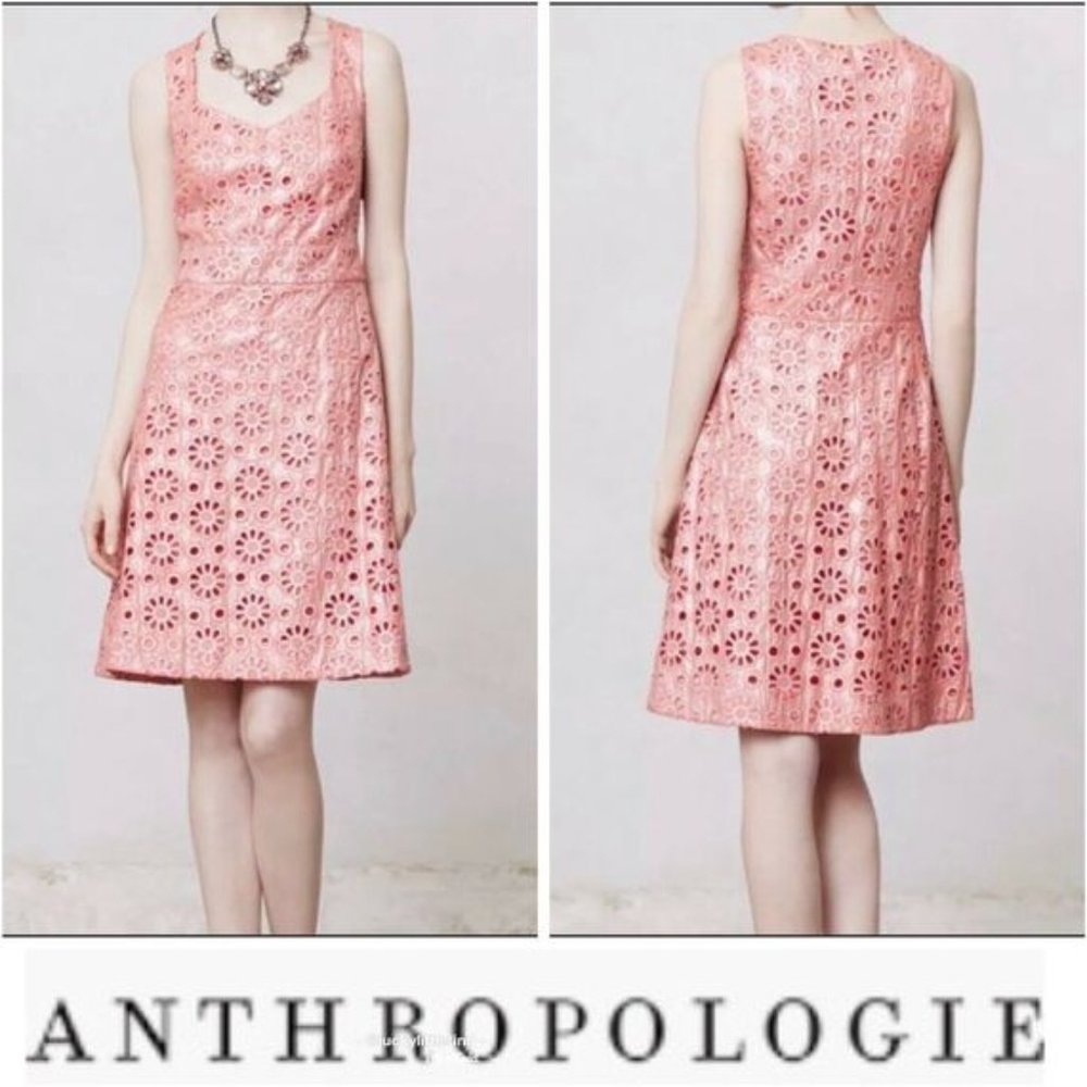 Maeve (by Anthropologie) Coral Flower Eyelet Dress